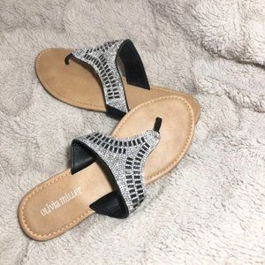 OLIVIA MILLER Women' Bling Rhinestone Flip Flops
